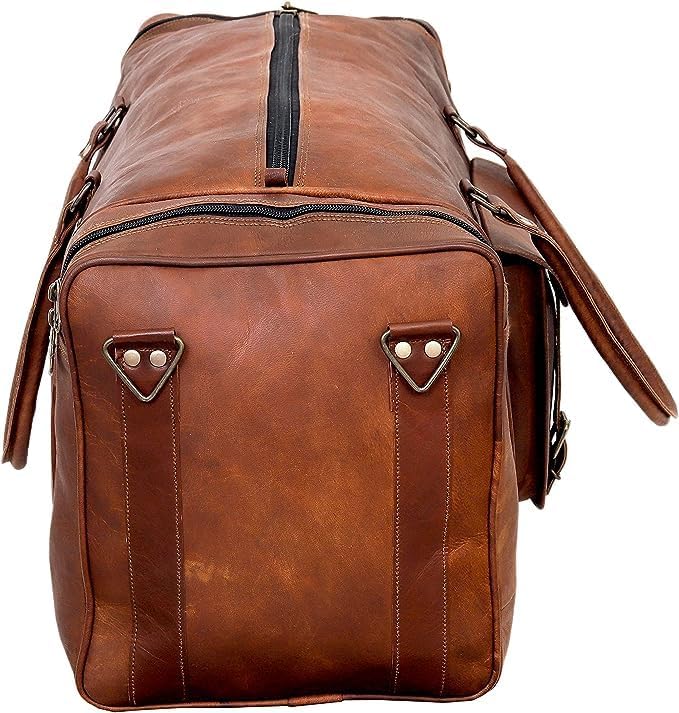 Leather Duffle Bag for Men Luggage Handmade Travel Bag Carry On Luggage - Image 6