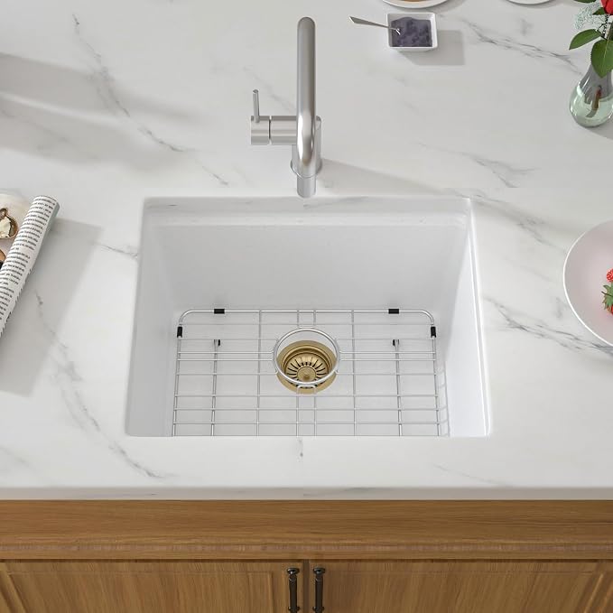 21 Inch White Granite Composite Bar Sink 21x18 Single Bowl Granite Composite - Image 4