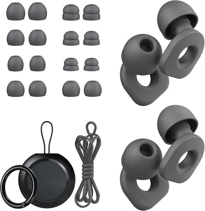 2 Pairs of Earplugs for Sleeping, Reusable Hearing Protection Earplugs by LOETRUY