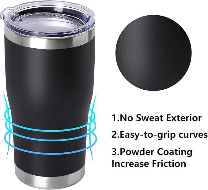 DOMICARE 20oz Tumbler with Lid Stainless Steel Tumblers Bulk, Double Wall - Image 2