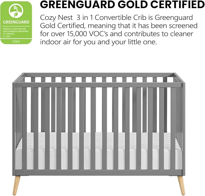Oxford Baby Cozy Nest Convertible Island Crib, Dove Gray/Natural - Image 6