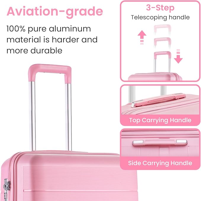 Campfun Luggage 4 Piece Sets, Expandable Carry On Luggage Set Hardshell PP - Image 5