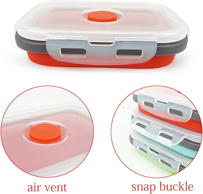 ECOmorning 3 Piece Silicone Food Storage Containers Collapsible Silicone Bowl - Image 7