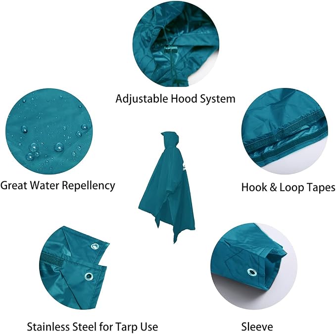 longsinger Rain Poncho for Adult, Waterproof Rain Poncho - Image 5