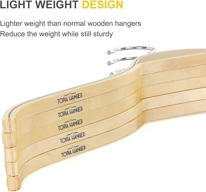 TOPIA HANGER Slim Natural Wood Hangers - Image 6