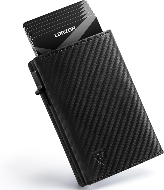 LORZOR Wallet for Men with Metal Card Holder, Pop Up Wallet, Finest Full Grain by LORZOR