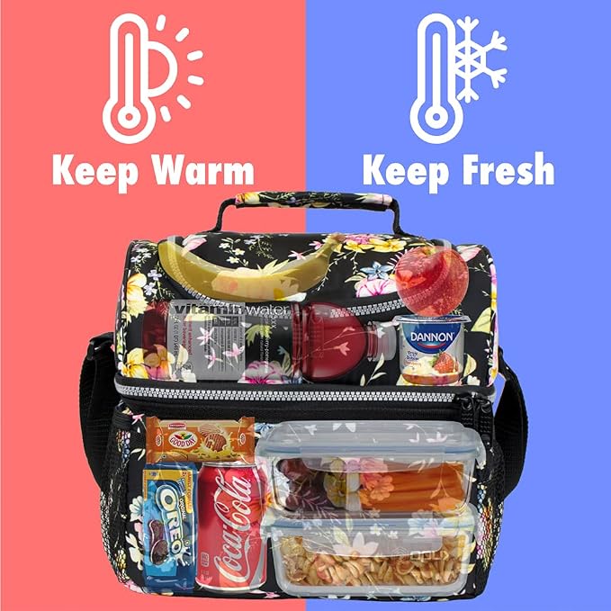 OPUX Lunch Box For Women, Insulated Large Lunch Bag Adult Work, Double Decker - Image 2