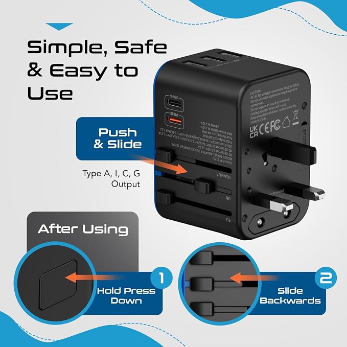 Ceptics Universal Travel Adapter, 35W International Power Adapter - Image 5