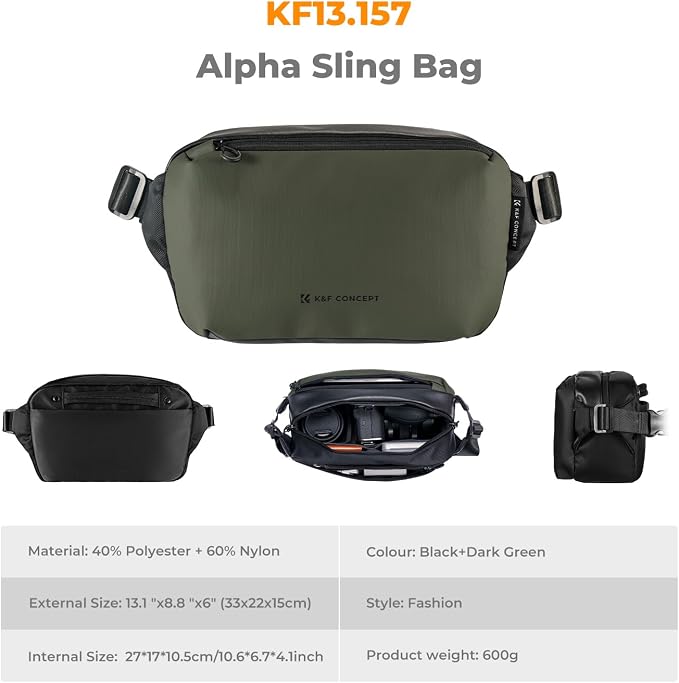 K&F Concept 2 in 1 Sling Bag Everyday Shoulder Bag & Multifunction Photography - Image 6