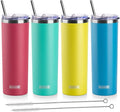 koodee 20 oz Tumbler with Lid and Straw -4 Pack Insulated Skinny Tumblers by koodee