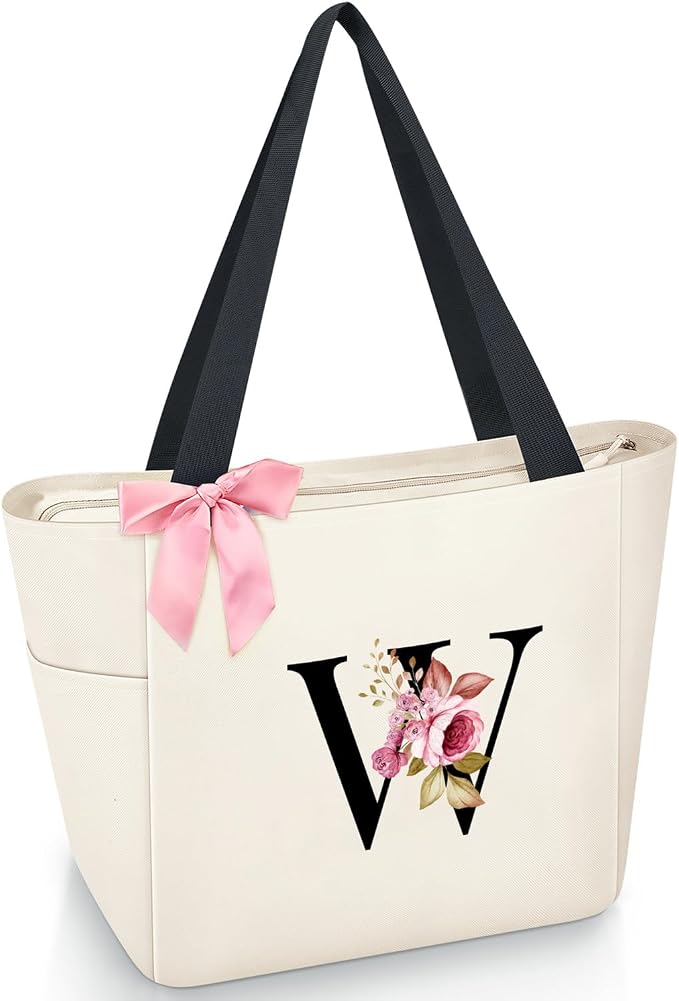 Vavabox Tote Bag, A-Z Initial Monogrammed Waterproof Tote Bag, Bridesmaid Gifts by Vavabox