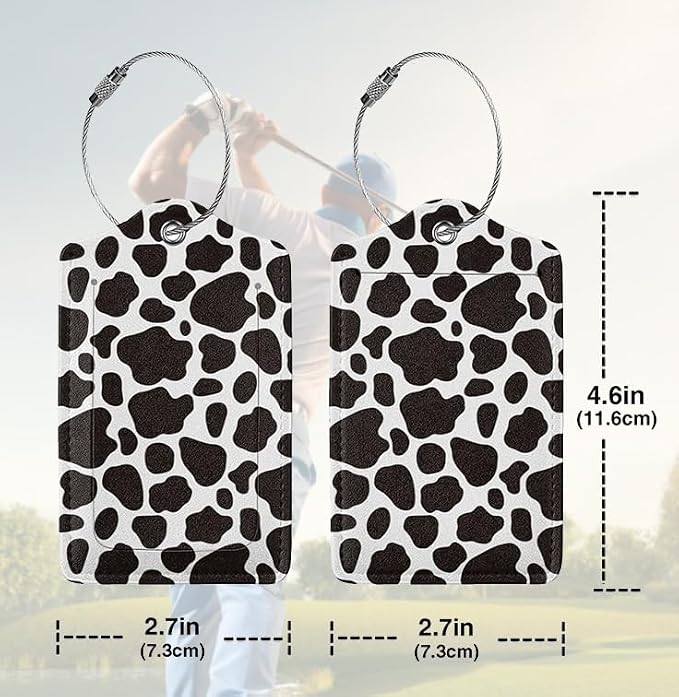 2 Pack Luggage Tags for suitcases Cute Cow Luggage Tag, Leather Stainless Steel - Image 2
