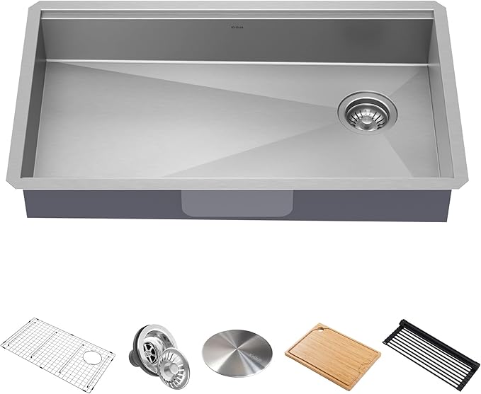 KRAUS Kore ADA Workstation 32-inch Undermount 16 Gauge Stainless Steel Kitchen by KRAUS