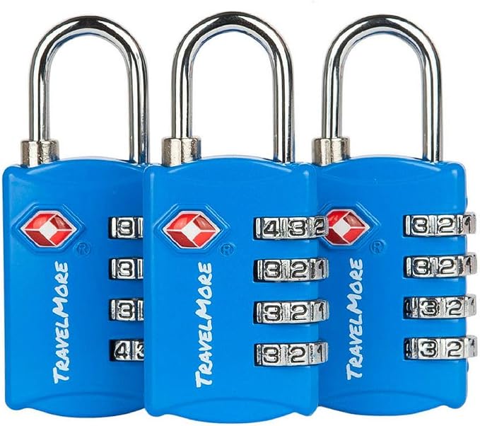 3 Pack TSA Luggage Locks with 4 Digit Combination – Heavy Duty Set Your Own by TravelMore