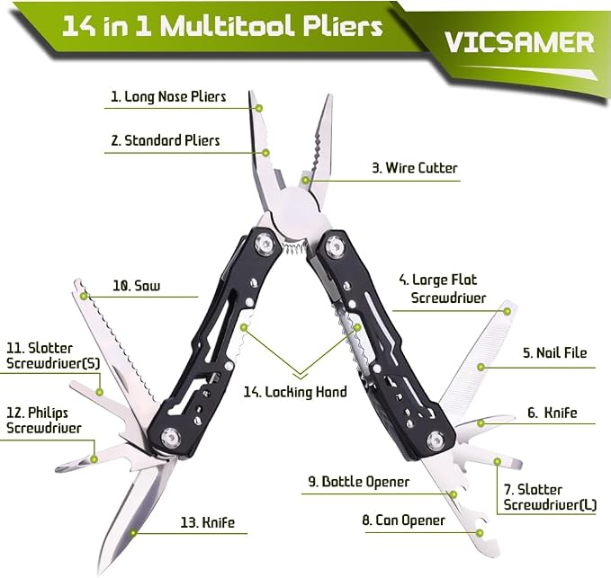 14 in 1 Multitool Pliers Gives One Whistle as a Gift, Professional Pocket - Image 3
