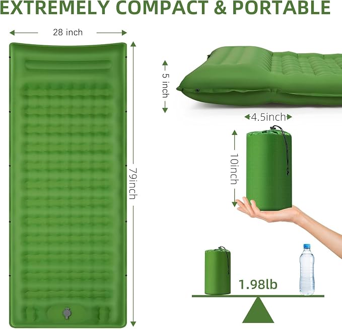 Camping Sleeping Pad, Extra Thick 5 Inch Camping Mat - Image 7