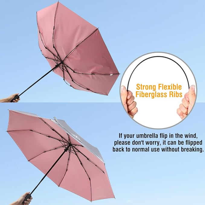 G4Free UPF 50+ UV Protection Large Travel Umbrella 42/46 Inch Auto Open Close - Image 5
