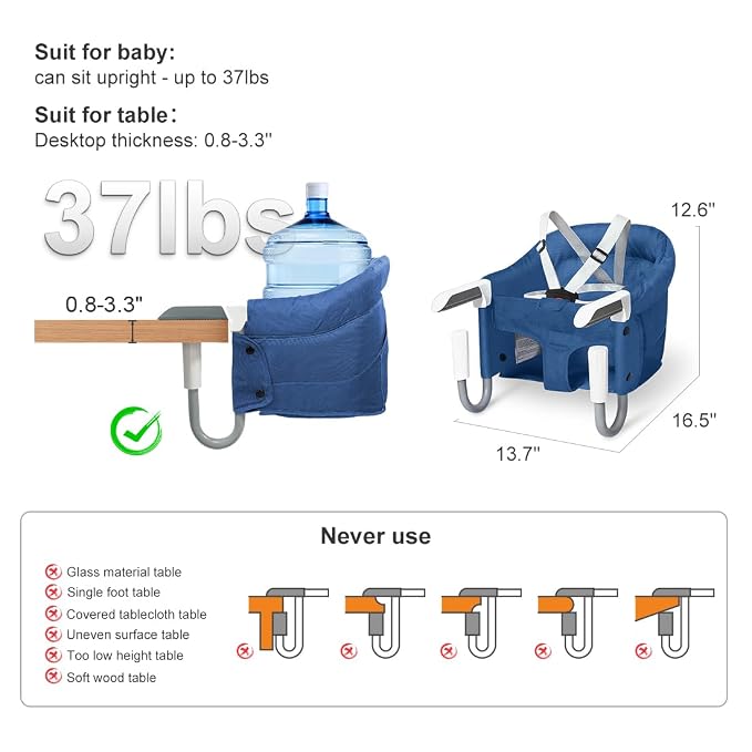 MTWML Hook On High Chair with Tray, Portable Baby High Chair That Attaches to - Image 3