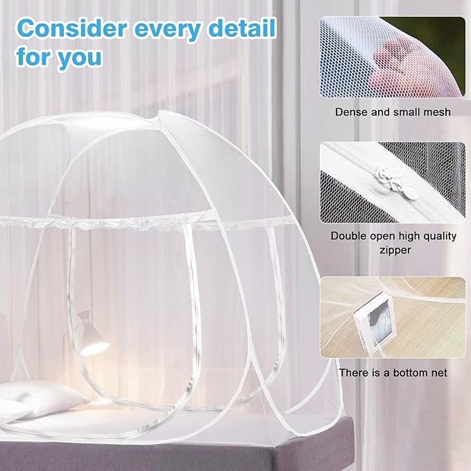 AMMER Pop Up Mosquito Net Tent for Beds, Portable Foldable Mosquito Netting - Image 3