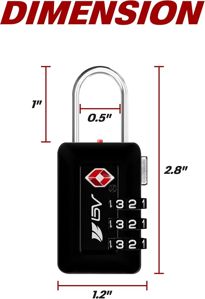 BV TSA Accepted Luggage Travel Lock, Set-Your-Own Combination Lock - Image 3