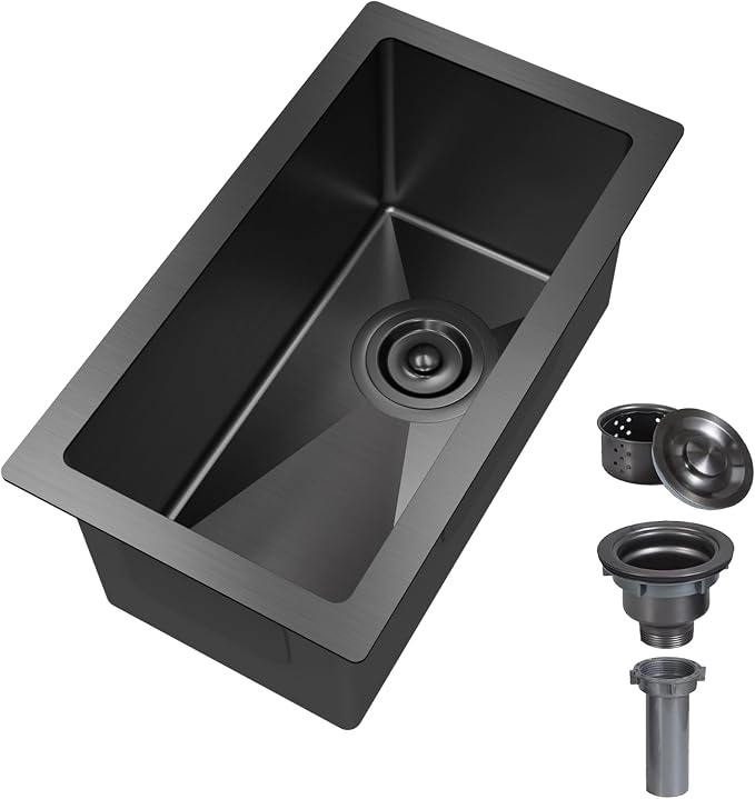 10 inch Bar Sink Undermount, 10x18 inch Small Bar Sink Gunmetal Black - Image 9