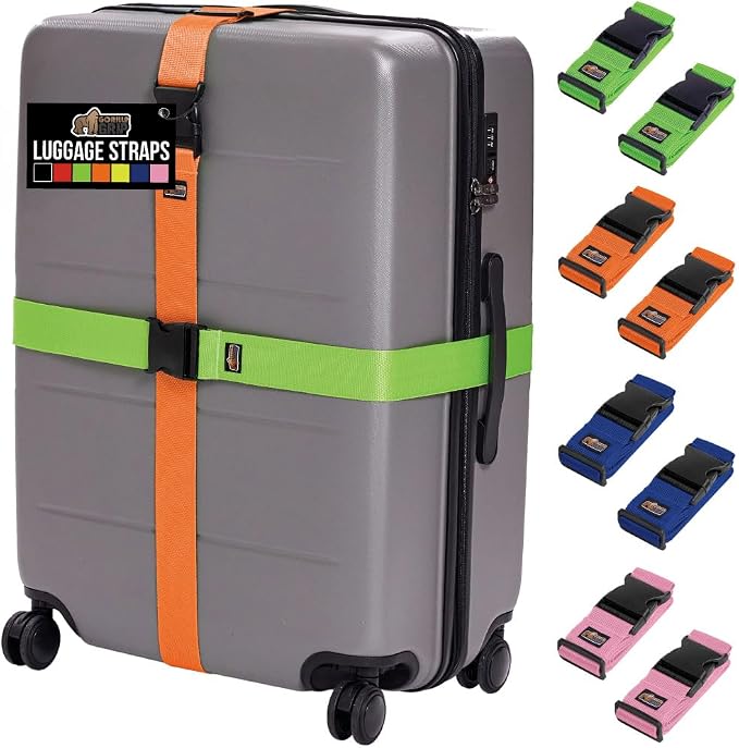 GORILLA GRIP Heavy Duty 8 Pack Adjustable Luggage Straps by GorillaGrip