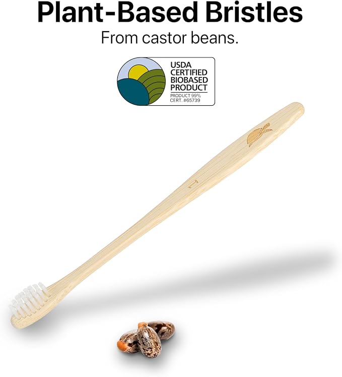 Sea Turtle Plant-Based Bristles, Compact Bamboo Toothbrushes, Soft Natural - Image 3