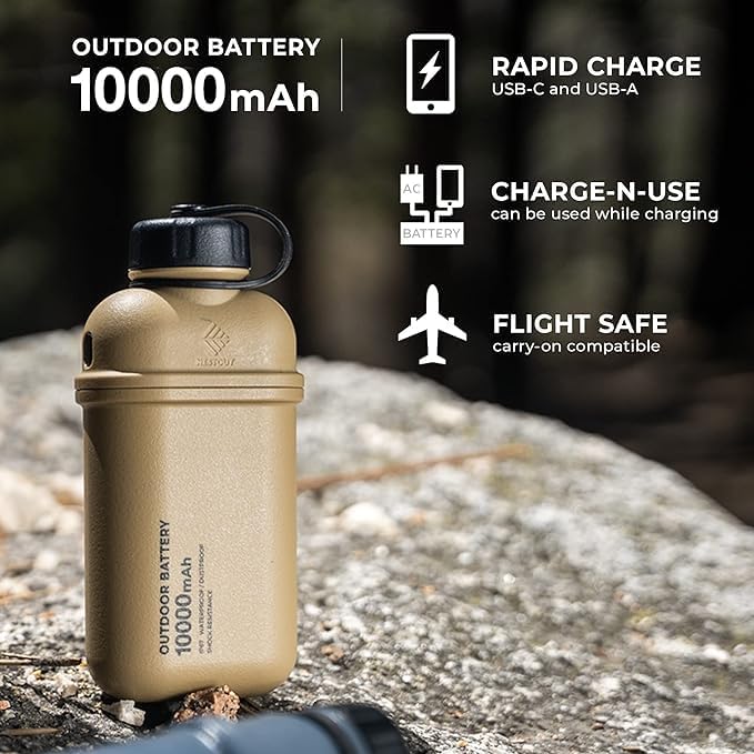 ELECOM NESTOUT Rugged Power Bank, 10000mAh Outdoor Battery Charger, 20W USB-C - Image 2