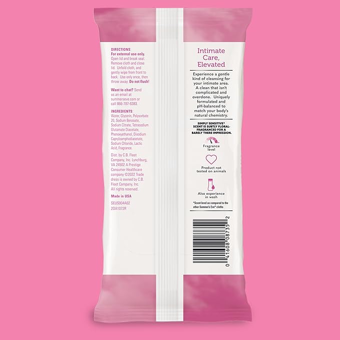 Summer's Eve Simply Sensitive Daily Gentle Feminine Wipes, Removes Odor - Image 7