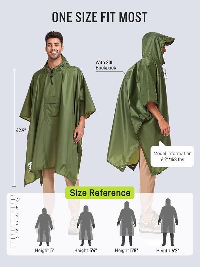SaphiRose Extra Thick Hooded Rain Poncho Double Layer Waterproof Raincoat Jacket - Image 3