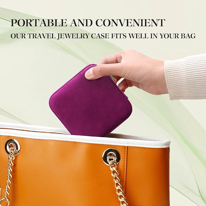 Travel Jewelry Case, Small Plush Velvet Jewelry Box - Image 6