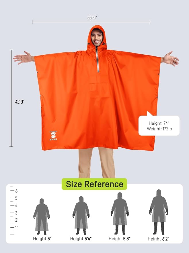 SaphiRose Hooded Rain Poncho Waterproof Raincoat Jacket - Image 2