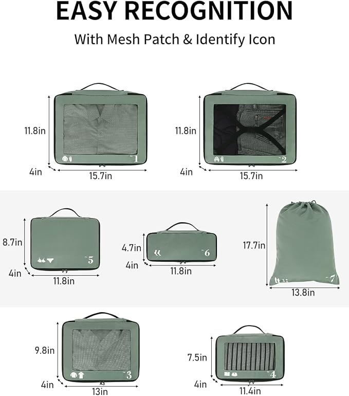 ECOHUB 7 Set Packing Cubes Tear-Resistant Luggage Packing Organizers - Image 6