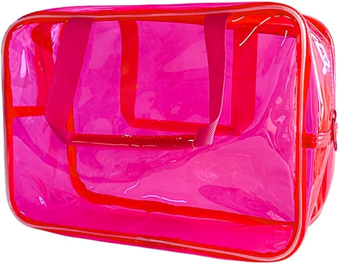 Clear Makeup Bag Travel Toiletry Artist Bag, Hot Pink by ONEART