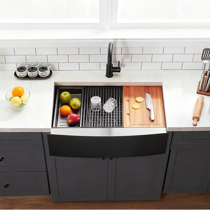 Black Farmhouse Sink 33 Inch - Image 4