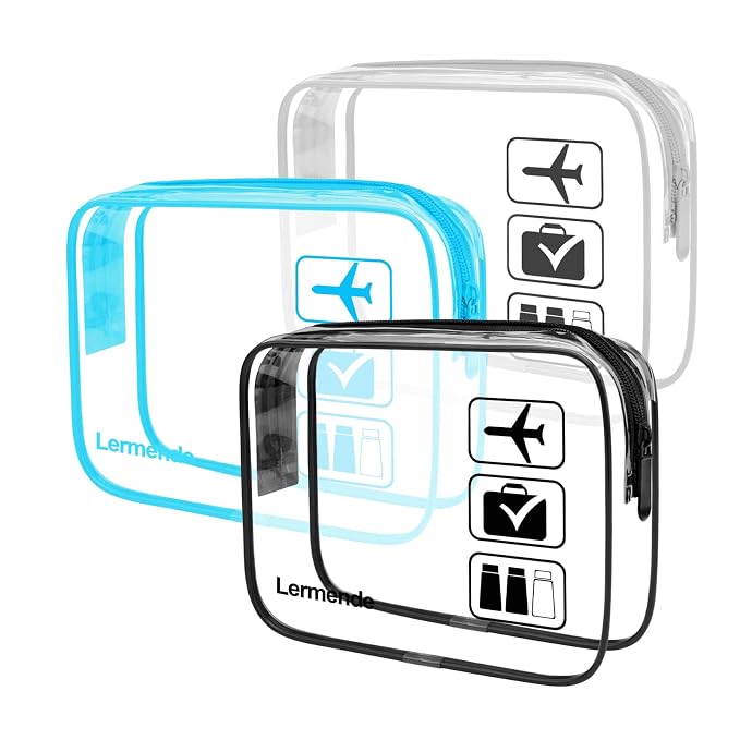 Lermende 2pcs Clear Toiletry Bag TSA Approved Travel Bag, Carry On by Lermende