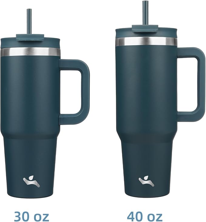 30 oz Tumbler with Handle and 2 Straws, 2 in 1 Lid Insulated Water Bottle - Image 3