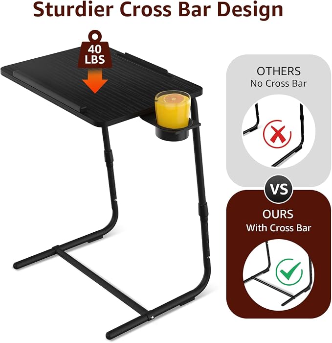 Adjustable TV Tray Black Dinner - Image 8