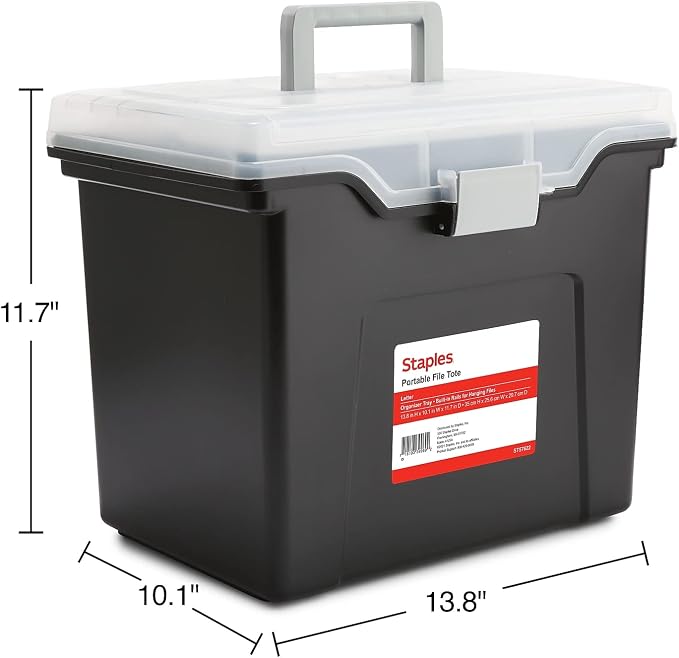 STAPLES File Folder Tote, Portable Filing Box, Letter Size Hanging Folders - Image 5