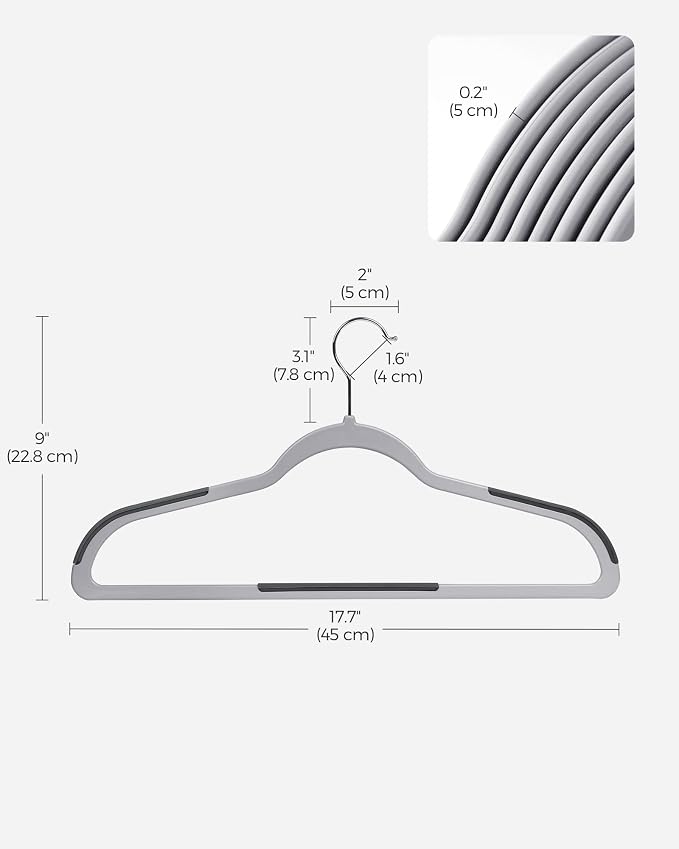 SONGMICS Clothes Hangers, Space-Saving, Light Gray and Dark Gray UCRF50G - Image 6