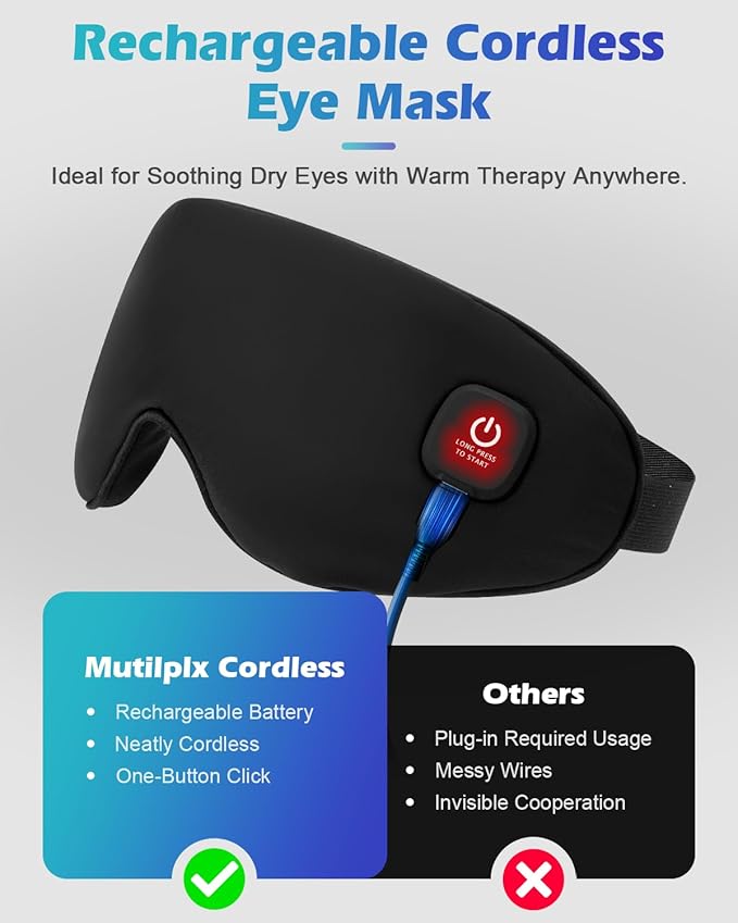 Silk Cordless Heated Eye Mask, Washable Heat Eye Compress - Image 5