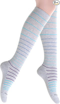 Cotton Compression Socks for Women & Men. 15-20 mmHg Support Knee-High Misty by SocksLaneCompression