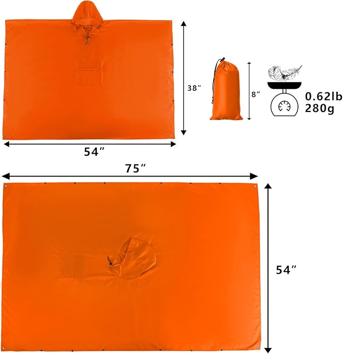 salamra Hooded Rain Poncho Waterproof Raincoat Jacket - Image 6