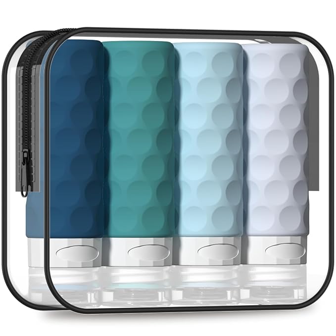 Travel Bottles for Toiletries, BPA Free Leak Proof Premium Silicone Bottles by Silevoler