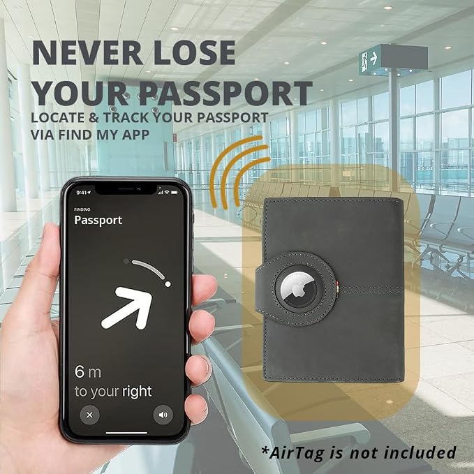 GARZINI Passport Holder with AirTag, Passport Wallet with RFID, Travel - Image 2