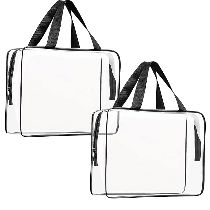 2Pcs Crystal Clear PVC Travel Toiletry Bag Kit by ROYBENS