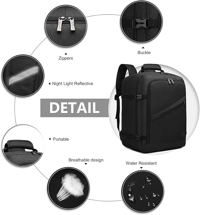 Kono Carry on Backpack, Waterproof Lightweight Daypack - Image 5