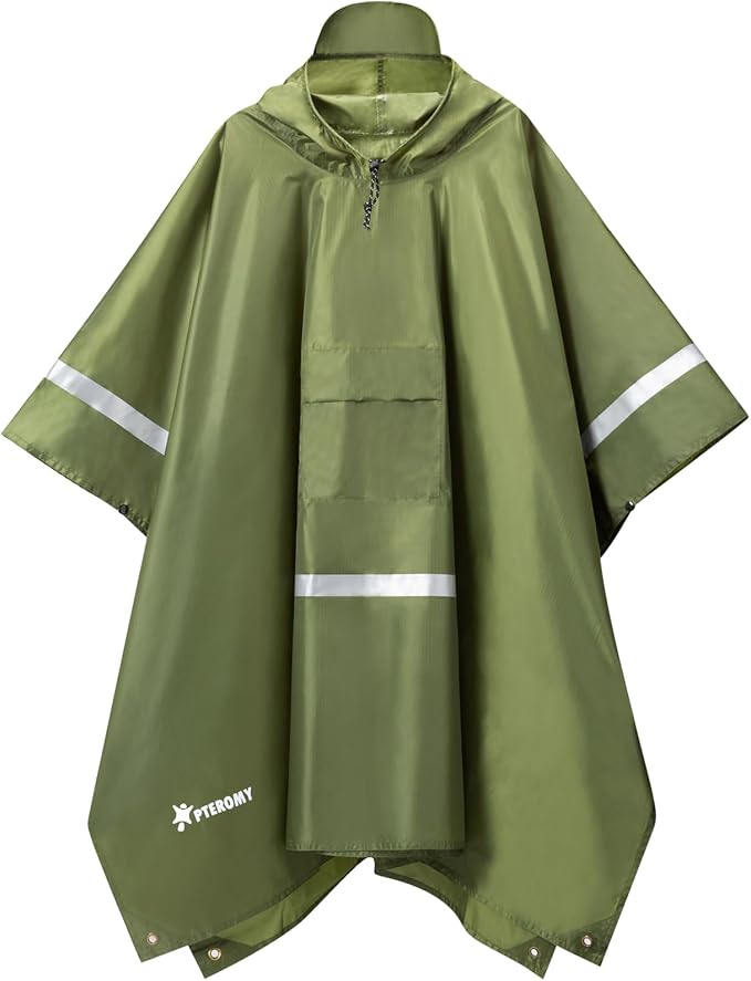 PTEROMY Hooded Rain Poncho for Adult by PTEROMY