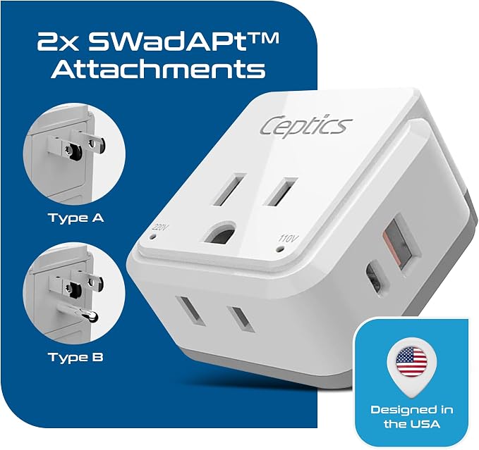 Ceptics Japan, Philippines Power Travel Plug Adapter Set, 20W PD & QC, Safe - Image 4