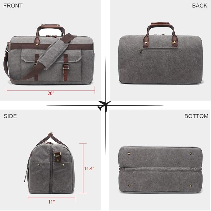 Duffle Bag for Men Waterproof Genuine Leather Canvas Travel Duffel Bags for - Image 7